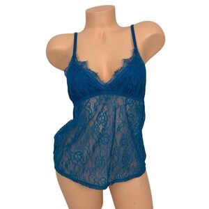 NWT Adore Me Blue Lace Babydoll Lingerie Cami Top Size XS Sexy Y2K Mini Chemise